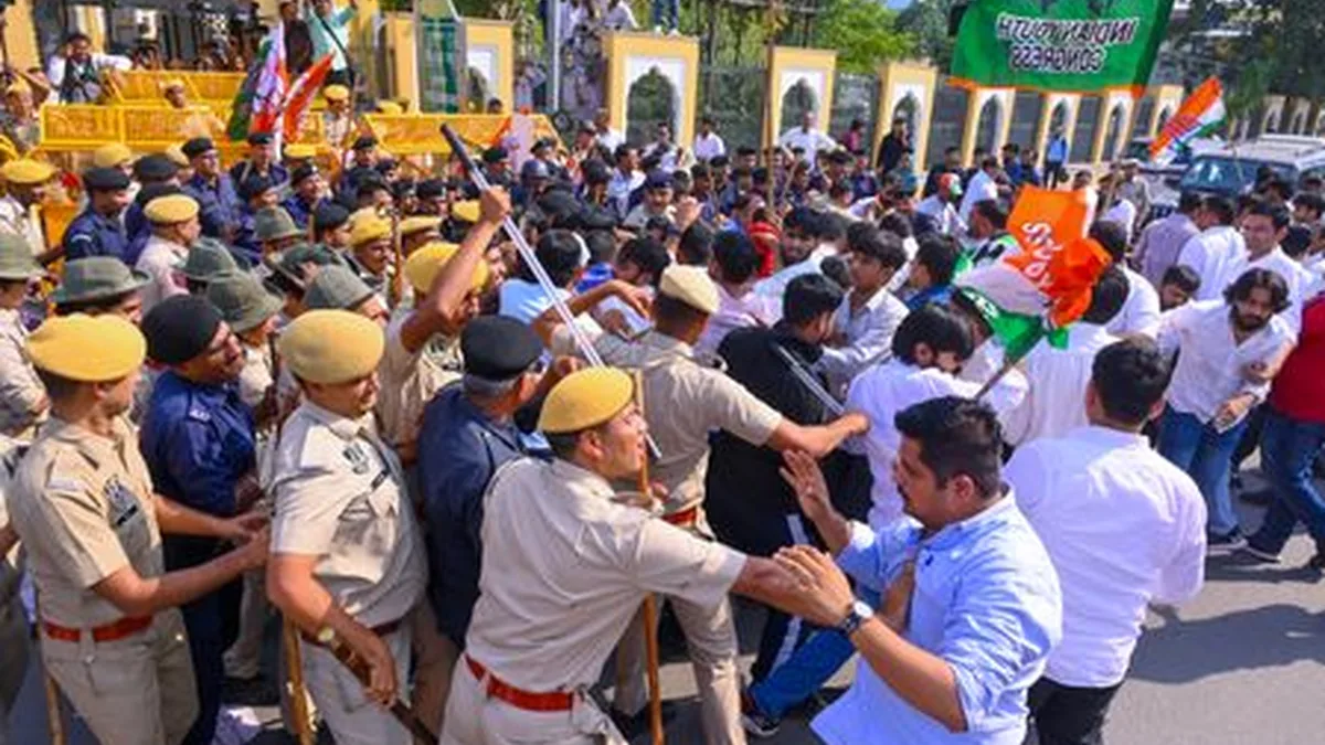 Congress leaders maintain sit‑in at Jaipur Police Commissionerate demanding Zero FIR for NSUI assault