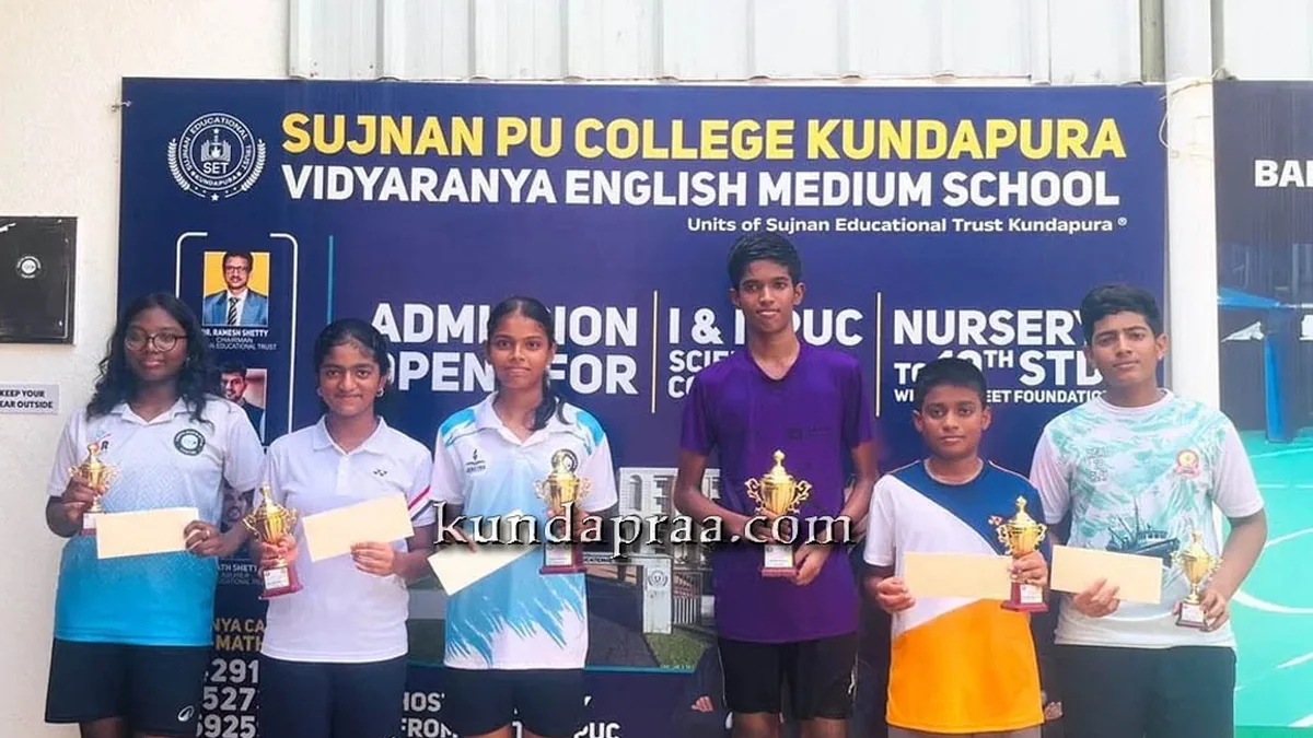Shamanth J. and Manya Poojary Crowned U-17 Badminton Champions in Kundapura